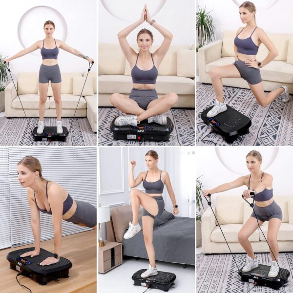 AXV Vibration Plate Fitness Platform Exercise Machine Vibrating Lymphatic Drainage Shaking Full Body Shaker Workout Vibrate Stand Shake Board Sport Gym for Weight Loss Fat Burner for Women Men - Image 9