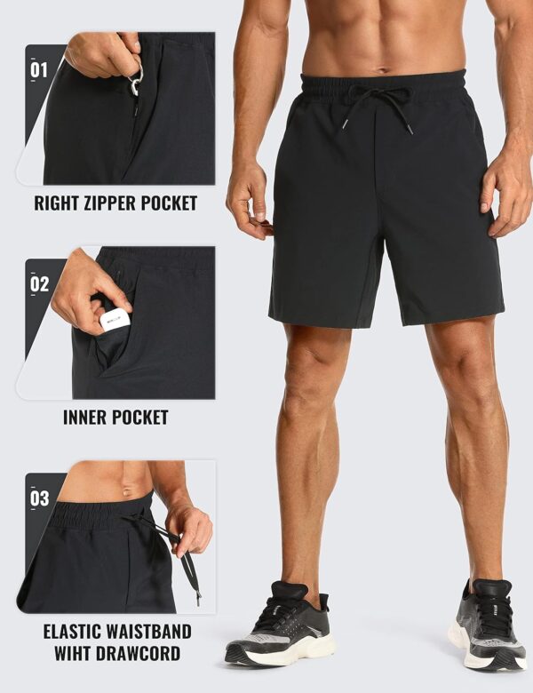 CRZ YOGA Men's Linerless Workout Shorts - 7'' Quick Dry Running Sports Athletic Gym Shorts with Pockets - Image 3