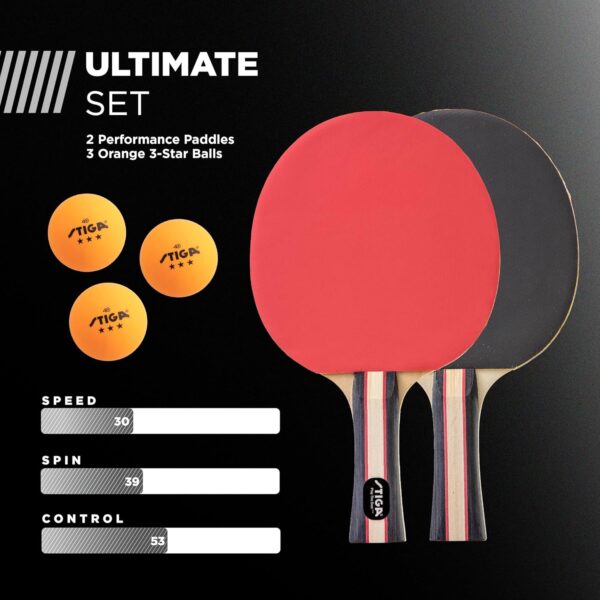 STIGA Performance 2 or 4 Player Table Tennis Set – USATT Approved Rackets and 3-Star Balls – 5-Ply Blade & Flared Handle – Perfect for Skill Development - Image 3