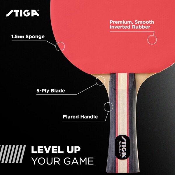 STIGA Performance 2 or 4 Player Table Tennis Set – USATT Approved Rackets and 3-Star Balls – 5-Ply Blade & Flared Handle – Perfect for Skill Development - Image 4