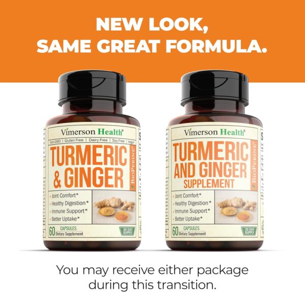 Turmeric Supplement and Ginger Root Joint Support Supplement - Turmeric Curcumin Supplement 95% Curcuminoids. Contains Organic Turmeric with Black Pepper (Bioperine) for Max Absorption. 60 Capsules - Image 7