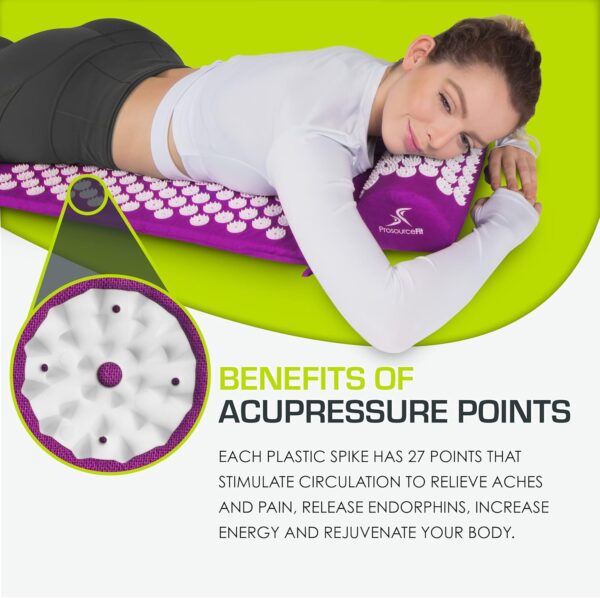 ProsourceFit Acupressure Mat and Pillow Set for Back/Neck Pain Relief and Muscle Relaxation - Image 3