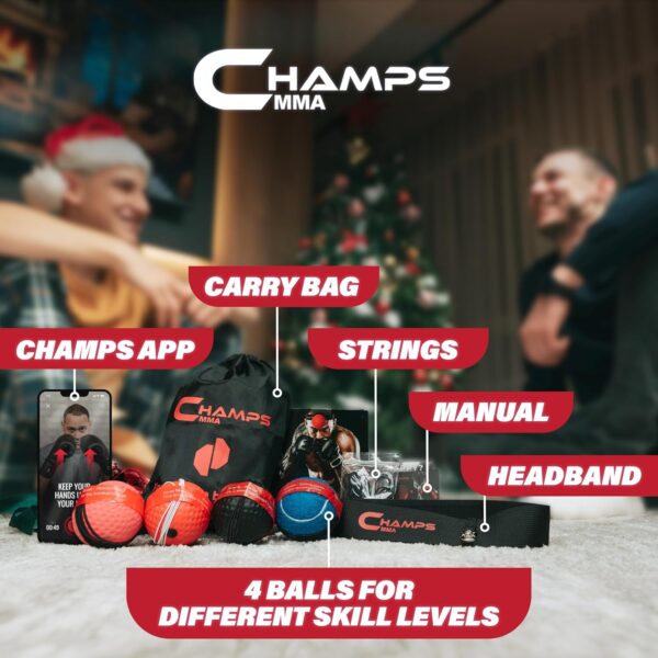 Boxing Reflex Ball Set with Punch Counter App– 4 Boxing Balls with Varying Weights, Headband and 4 Spare Strings to Improve Speed, Hand-Eye Coordination for Men, Kids Boxing Equipment MMA Gear Gift - Image 6