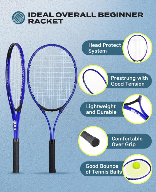 HIRALIY Tennis Racket, Tennis Racket Set Including 3 Tennis Balls, 2 Tennis Overgrips and 1 Tennis Bag, 27 Inch Recreational Tennis Racquet 2 Pack，for Adults，Men，Women，Beginners - Image 4