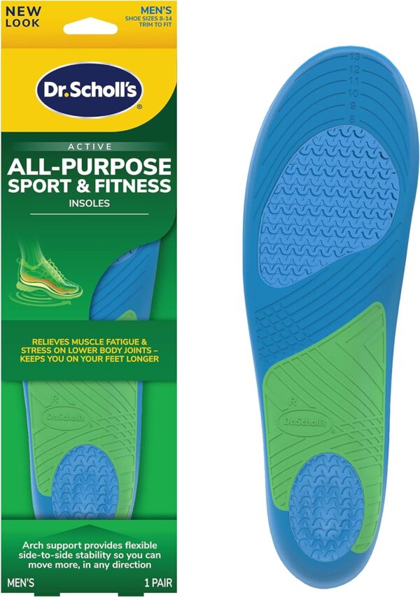 Dr. Scholl’s Sport Insoles - Superior Shock Absorption and Arch Support to Reduce Muscle Fatigue and Stress on Lower Body Joints for Men Size 8-14