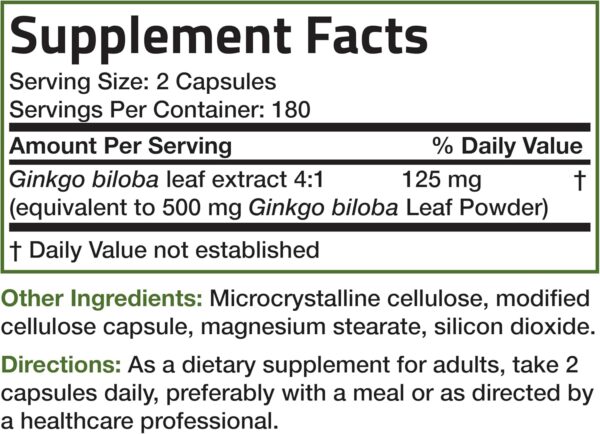 Bronson Ginkgo Biloba Extra Supports Brain Function & Memory Support, 360 Vegetarian Capsules - Image 7