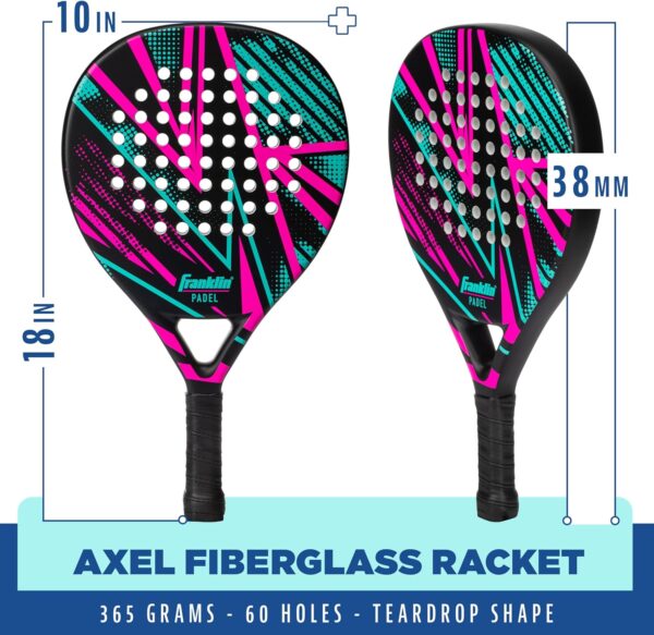 Franklin Sports - Axel Padel Set - 2 Fiberglass Padel Rackets with Foam Core, Padel Balls, & Carrying Case - Image 3