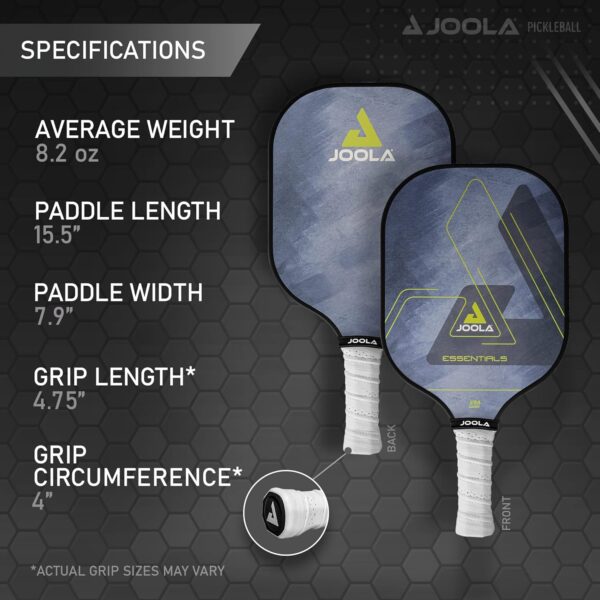 JOOLA Essentials Pickleball Paddles with Reinforced Fiberglass Surface and Honeycomb Polypropylene Core - Image 5