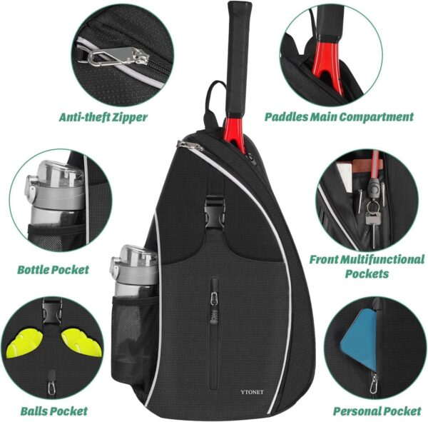 Ytonet Tennis Bag, Tennis Sling Backpack Crossbody Water Resistant for Men Women, Compatible for Pickleball Tennis Badminton Rackets - Image 3