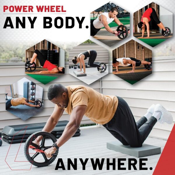 Lifeline Power Wheel for At Home Full Body Functional Fitness Strength including Abs & Core, Lower Body and Upper Body with Foot Straps for More Workout Options - Image 2