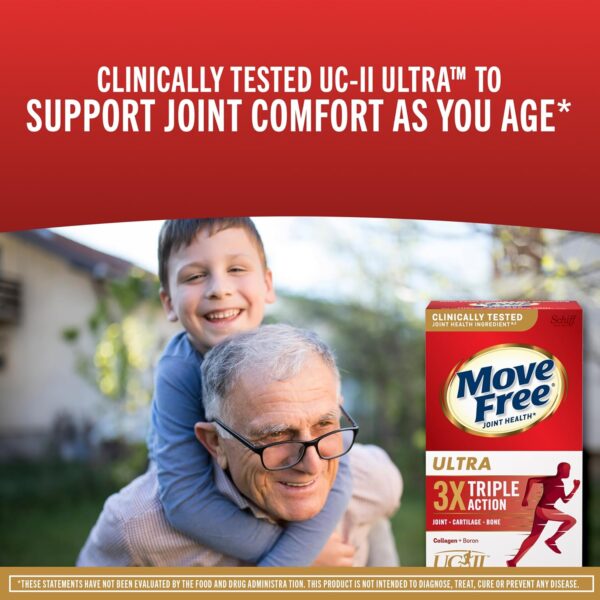 Move Free Ultra Triple Action Joint Support Supplement - Type II Collagen Boron & Hyaluronic Acid - Supports Joint Comfort, Cartiliage & Bones in 1 Tiny Pill Per Day, 64 Tablets (64 servings) - Image 5