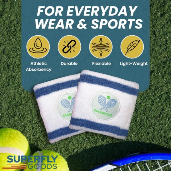 Sweatbands Pickleball Golf Tennis Great Gift or for Your Sports or Team Wristband Sports Band Set Including Towel Wrist and Head Sweatbands - Image 2