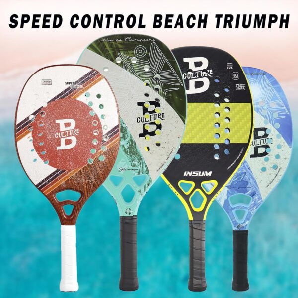 Beach Tennis Racket - Carbon Fiber Beach Tennis Paddle with Ultra Grip Sand Grit Surface - Hybrid Flexi Frame - Lightweight Beach Tennis Equipment - Image 5