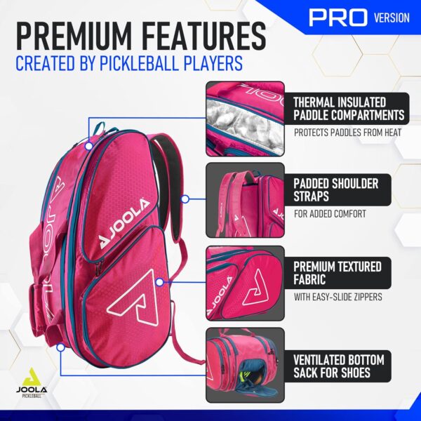 JOOLA Tour Elite Pro Pickleball Bag – Backpack & Duffle Bag for Paddles & Pickleball Accessories – Thermal Insulated Pockets Hold 4+ Paddles - Includes Fence Hook - Image 5