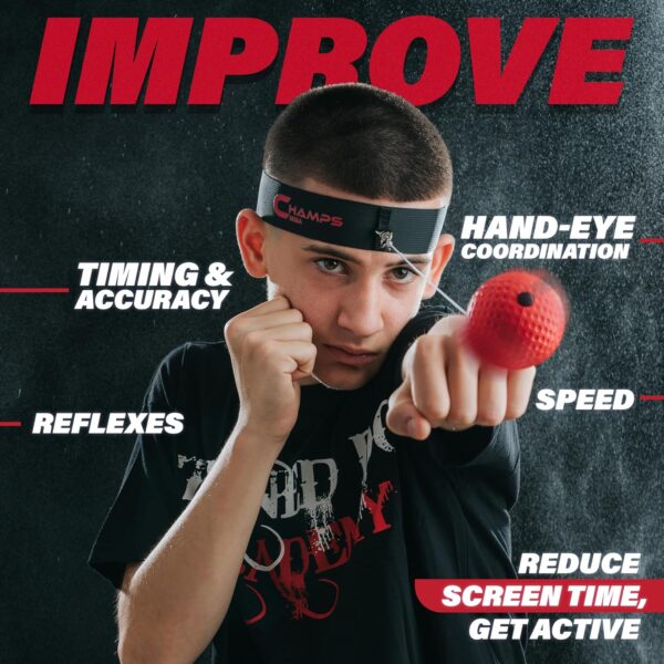 Boxing Reflex Ball Set with Punch Counter App– 4 Boxing Balls with Varying Weights, Headband and 4 Spare Strings to Improve Speed, Hand-Eye Coordination for Men, Kids Boxing Equipment MMA Gear Gift - Image 2