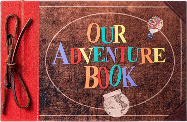 Scrapbook Photo Album,Our Adventure Book Scrapbook, Embossed Words Hard Cover Movie Up Travel Scrapbook for Anniversary, Wedding, Travelling, Baby Shower, etc (Leather Adventure Book) - Image 3