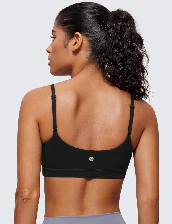 CRZ YOGA Womens Butterluxe Adjustable Spaghetti Strap Sports Bra - Scoop Neck Wireless Padded Bra Yoga Workout Crop Top - Image 2