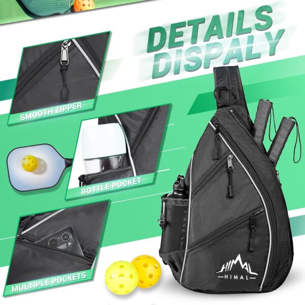 Himal Pickleball Bag-Adjustable Pickleball,Tennis,Racketball Sling Bag-Pickleball Backpack with Water Bottle Holder for Men - Image 4