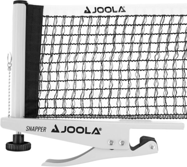 JOOLA Snapper Professional Table Tennis Net and Post Set - Portable and Easy Setup 72" Regulation Size Ping Pong Spring Activated Clamp Net, Silver