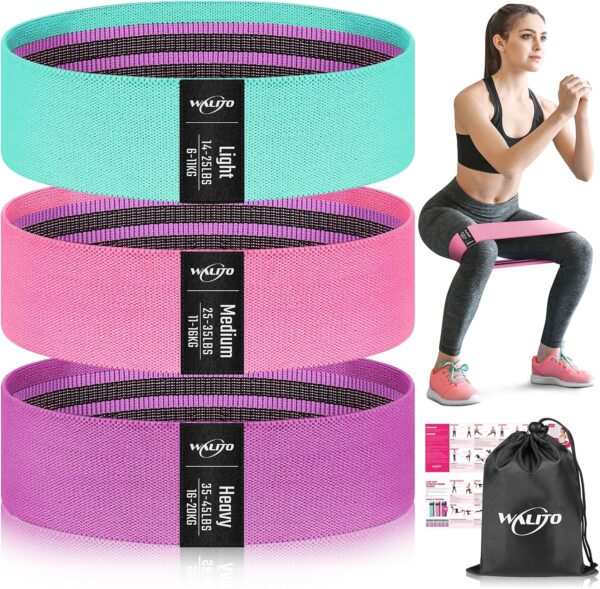 WALITO Resistance Bands for Legs and Butt, Fabric Exercise Loop Bands Yoga, Pilates, Rehab, Fitness and Home Workout, Strength Bands for Booty