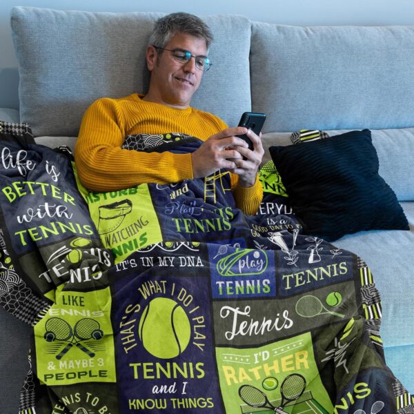 Christmas Tennis Gifts, Best Tennis Gifts for Men/Boys, Unique Tennis Gifts Women/Girls, Funny Tennis Gift Ideas, Gifts for Tennis Players/Lover, Tennis Themed Gifts, Tennis Coach Blanket 50'' x 60'' - Image 5