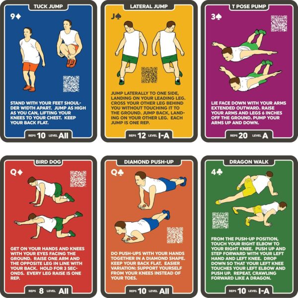 Bodyweight Exercise Cards: Workout Playing Card Game. Designed by a Military Fitness Expert. Video Instructions Included. No Equipment Needed. Burn Fat Build Muscle. - Image 6