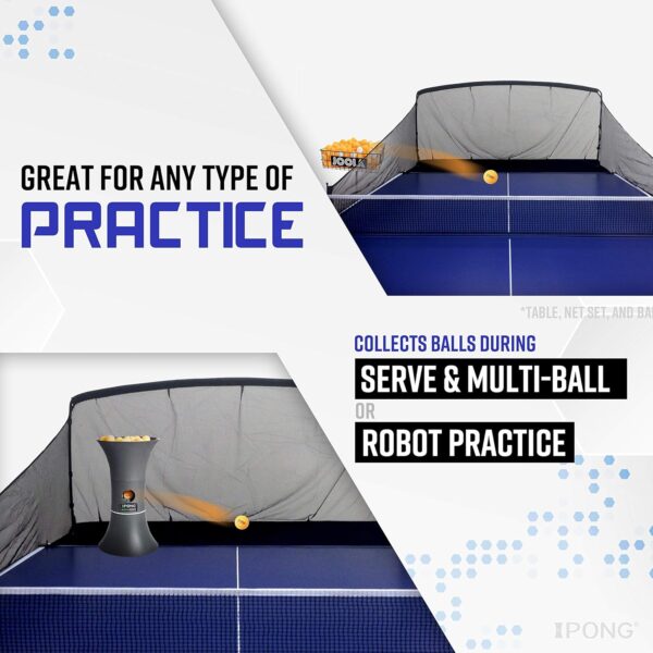 iPong Carbon Fiber Table Tennis Ball Catch Net - Practice Net Attaches to Ping Pong Table for Ball Collection During Table Tennis Robot, Serve or Multi-Ball Training - Image 5