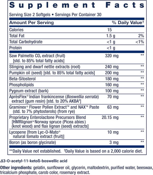 Life Extension Ultra Prostate Formula, saw palmetto for men, pygeum, stinging nettle root, lycopene, 11 nutrients for prostate function, non-GMO, gluten-free, 60 softgels - Image 3