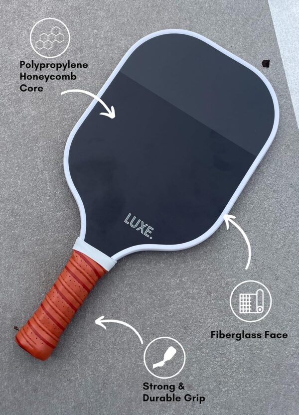 LUXE Pickleball Paddle | Leisure Edition | Cute, Fun, Stylish, Pickle Ball Paddles with Fiberglass Surface | Soft, Non-Slip Cushion Grip - Image 2