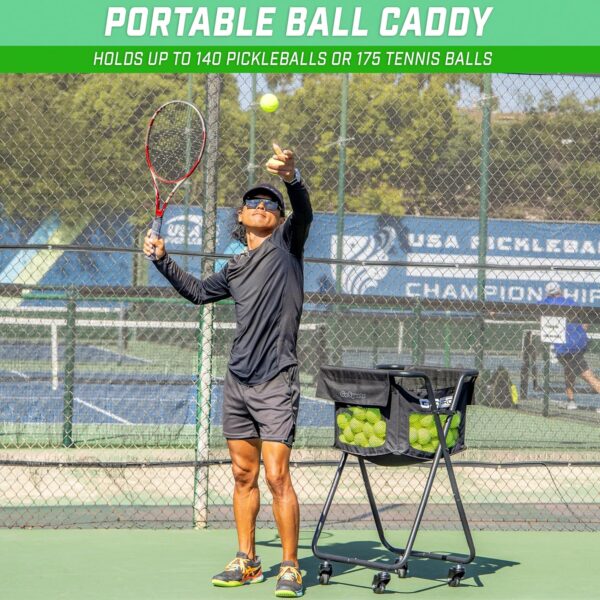 GoSports Ball Caddy with Wheels - Portable Cart holds 140 Pickleballs or 175 Tennis Balls - Image 2